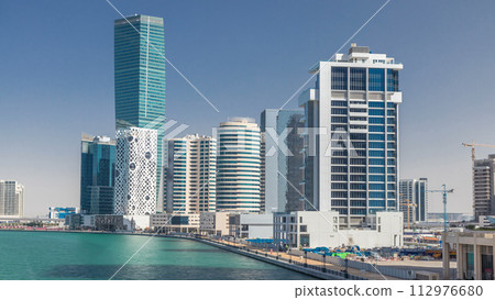 Panoramic timelapse view of business bay and downtown area of Dubai 112976680