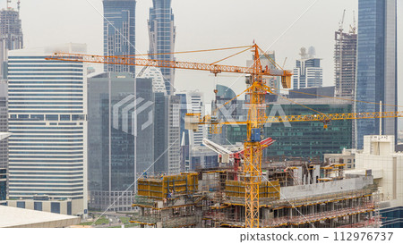 Construction site in Dubai timelapse, United Arab Emirates 112976737