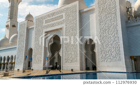 Sheikh Zayed Grand Mosque timelapse located in Abu Dhabi - capital city of United Arab Emirates. 112976930