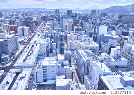 北海道札幌冬季，從札幌電視塔向南望去的城市景觀 112977510