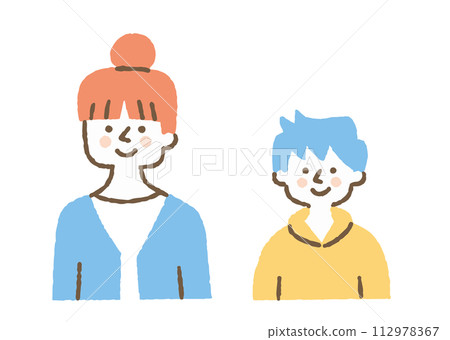 母親和兒子穿著開襟衫_color 母親和兒子穿著開襟衫_color 112978367