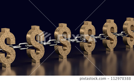 The Dollar icon and chain for Business concept 3d rendering. 112978388