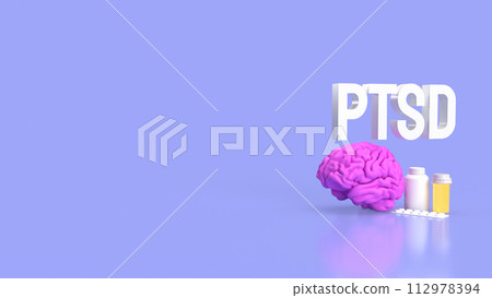The Brain and ptsd text for health or sci concept 3d rendering. 112978394