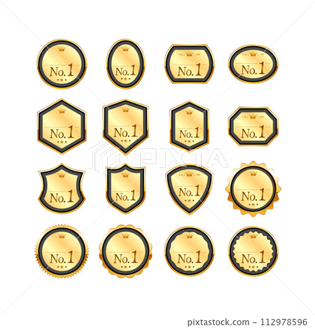 black and gold award authority ranking badge icon 112978596