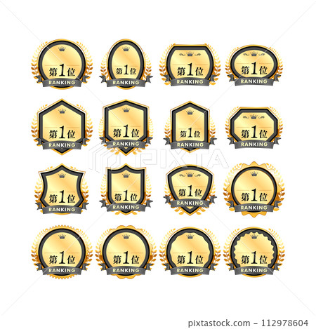 black and gold award authority ranking badge icon 112978604