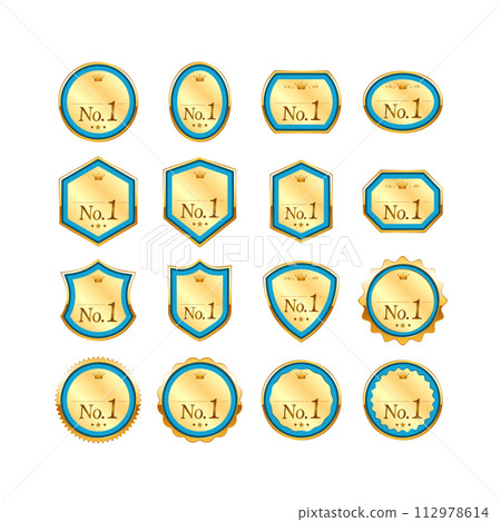 淺藍色和金色獎項權威排名徽章圖標 112978614
