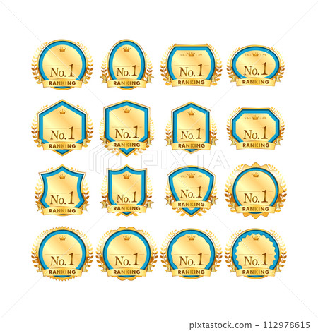 light blue and gold award authority ranking badge icon 112978615