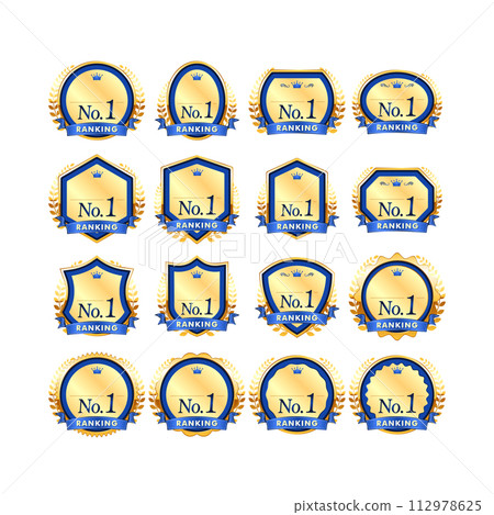blue and gold award authority ranking badge icon 112978625