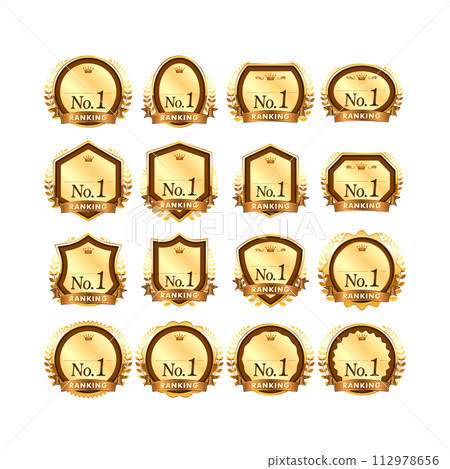 Brown and gold award authority ranking badge icon 112978656