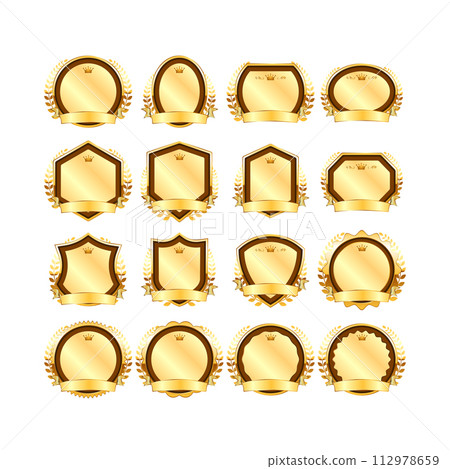 Brown and gold award authority ranking badge icon 112978659