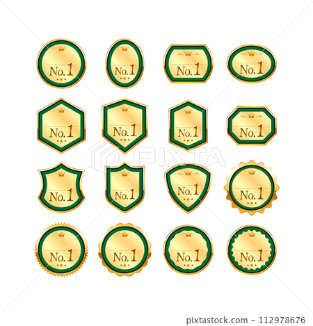 綠色和金色獎權威排名徽章圖標 112978676