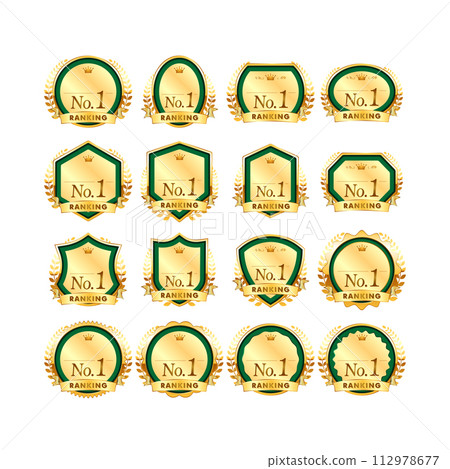 綠色和金色獎權威排名徽章圖標 綠色和金色獎權威排名徽章圖標 112978677