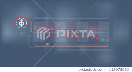 Simple infographic of falling Ethereum exchange rate. Simple infographic of falling Ethereum exchange rate. 112978683