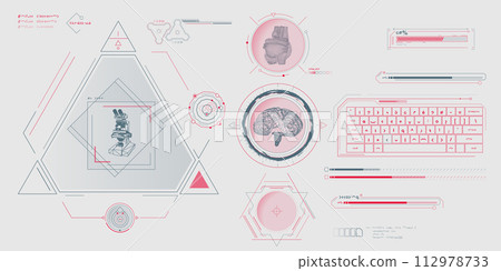 Vector data elements for sci-fi interface infographics. Vector data elements for sci-fi interface infographics. 112978733