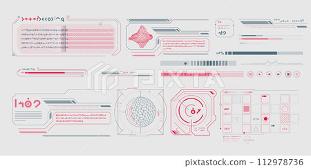 Vector data elements for sci-fi interface infographics. 112978736