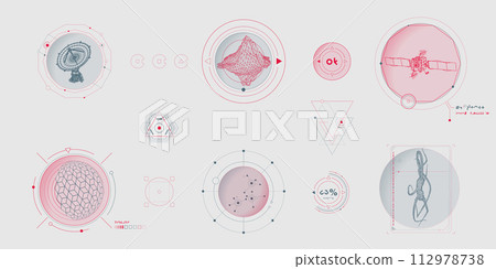Circular vector infographic elements for sci-fi interface. Circular vector infographic elements for sci-fi interface. 112978738