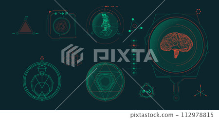 Circular vector infographic elements for sci-fi interface. Circular vector infographic elements for sci-fi interface. 112978815