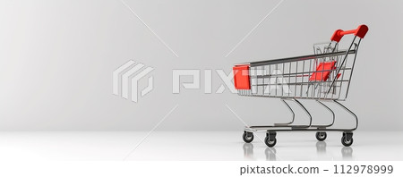 Blank Shopping Cart Mockup, Space For Text, Isolated On A Clear Background, Perfect For Shopping, Supper Market, Store Concept 112978999