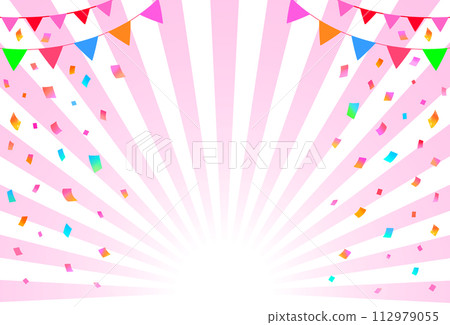 Event frame background confetti, garland and radiation 112979055