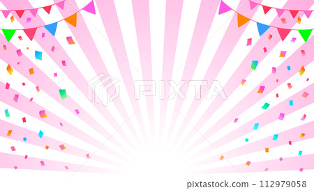 Event frame background Confetti, garland and radiation 16:9 Event frame background Confetti, garland and radiation 16:9 112979058