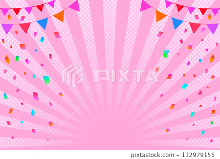 Event frame background confetti, garland and radiation 112979155