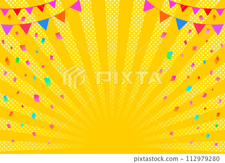 事件框架背景五彩紙屑、花環和輻射 112979280