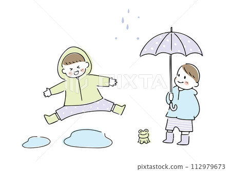 一群男孩在下雨天玩耍 一群男孩在下雨天玩耍 112979673