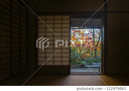 Kyoto, Gioji Temple, picture frame garden seen from the hermitage 112979863