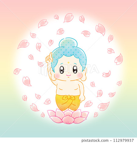 花節可愛佛插畫-插圖素材 [112979937] - PIXTA圖庫