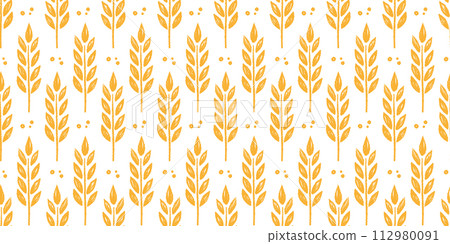 Wheat brush texture seamless pattern background. Hand drawn crayon brush abstract floral wheat seamless pattern. Floral abstract grunge hand drawn print background. Vector 112980091