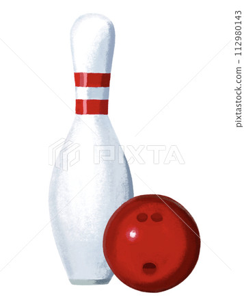 保齡球瓶（1 件）和球（紅色） 112980143