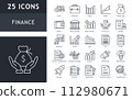 set of line icons related to finance, business, bank, money, economic, currency, exchange, investment.  set of line icons related to finance, business, bank, money, economic, currency, exchange, investment.  112980671