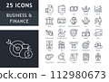 set of line icons related to business and finace, bank, loan, revenue, deposit, profit.  set of line icons related to business and finace, bank, loan, revenue, deposit, profit.  112980673