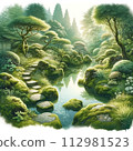 苔蘚覆蓋的花園的魅力 112981523