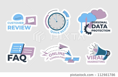 Label design set for online customer service Label design set for online customer service 112981786