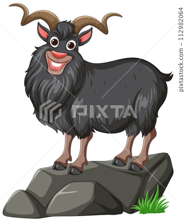 Cheerful Goat on a Rocky Outcrop 112982064