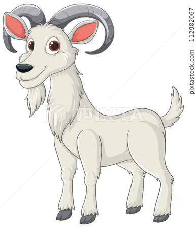 Cheerful Cartoon Goat Illustration Cheerful Cartoon Goat Illustration 112982067