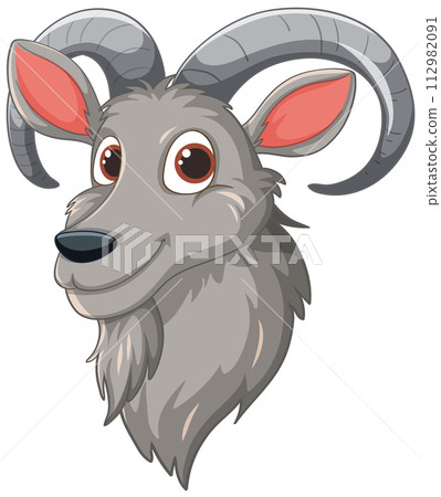 Friendly Cartoon Mountain Goat Illustration 112982091
