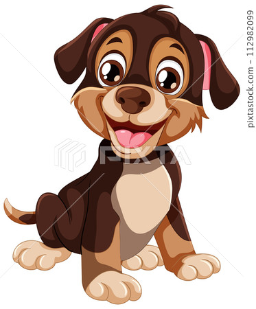 Happy Puppy Cartoon Illustration 112982099