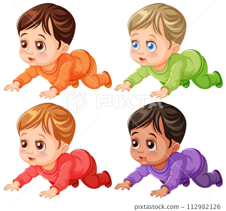 Colorful Babies on a Crawling Adventure 112982126