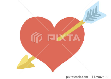 寫意的心和箭頭圖 112982390