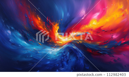 將彩色顏料混合在一起進行繪畫 AI 生成的圖像 112982403