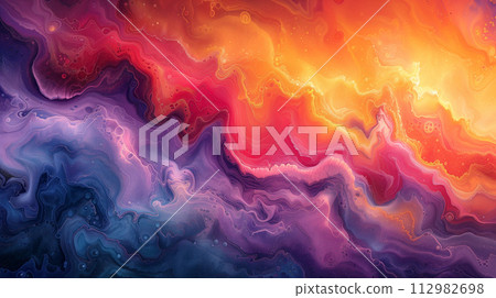 重疊顏料創造出美麗的色彩和紋理 - AI 生成的圖像 112982698