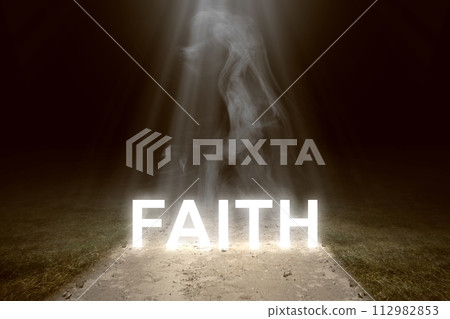 Closeup view of the text of Faith 112982853