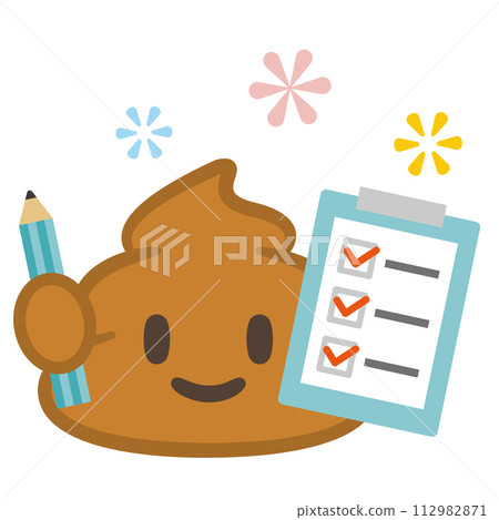 帶有檢查表的便便插圖 帶有檢查表的便便插圖 112982871