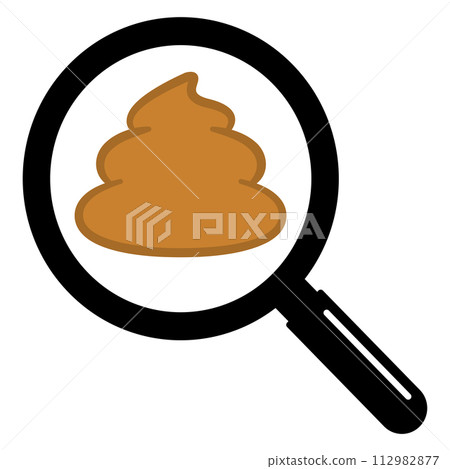 Illustration of looking at poop with a magnifying glass 112982877