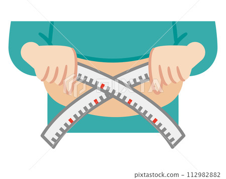 Illustration of measuring the waist with a tape measure Illustration of measuring the waist with a tape measure 112982882