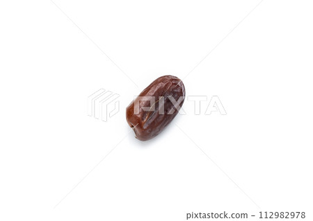 Image of tasty dried dates fruits isolated on white background. 112982978