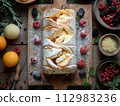 Swiss roll on the kitchen table 112983236