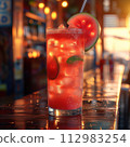 watermelon berry cocktail in a glass 112983254